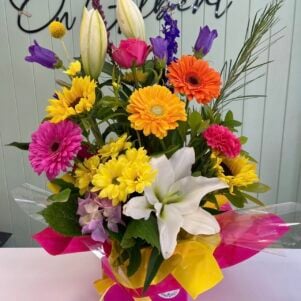 Bright Seasonal Box Arrangement