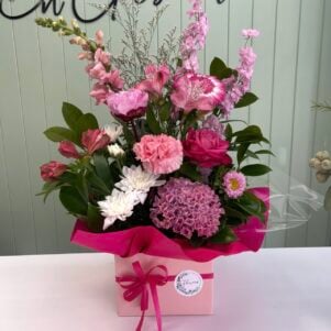 Pink and Gorgeous box arrangement